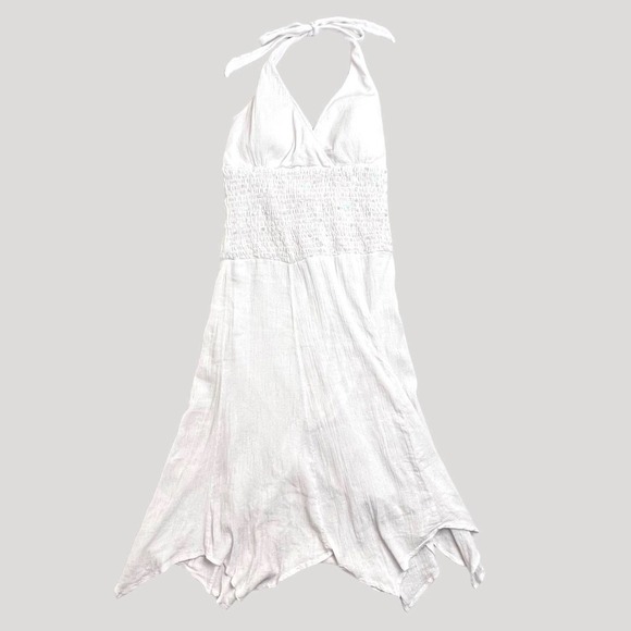 Signature by Sangria White Asymmetrical Halter Neck Sequin Maxi Dress Sz 10 - Picture 7 of 16